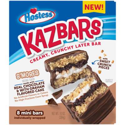 HOSTESS Smores KAZBARS Made with Real Chocolate and Graham Flavored Cake 8 Count - 10 Oz - Image 1