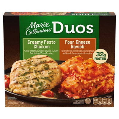 Marie Callender's Duos Creamy Pesto Chicken & Four Cheese Ravioli Frozen Meal - 14 Oz - Image 2