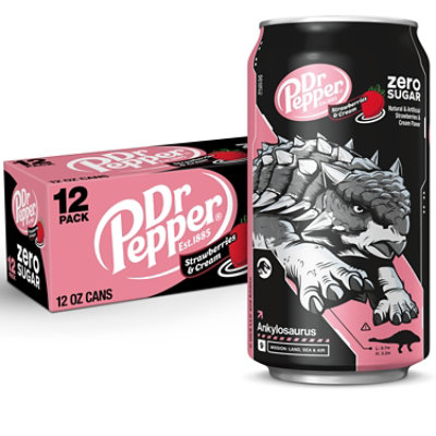 Dr Pepper Strawberries And Cream Zero Sugar Soda In Can - 12