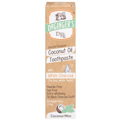 Dr Gingers Healthcare Products Llc Coconut Oil White Charcoal Toothpaste - 4 Oz - Image 2