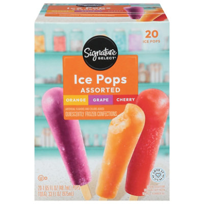 Signature SELECT Orange Cherry Grape Varity Ice Pops Pack - 20-1.65 Fl. Oz. - Image 3