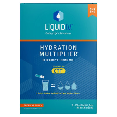  Liquid I.V. Hydration Multiplier - Tropical Punch - Hydration  Powder Packets, Electrolyte Drink Mix, Easy Open Single-Serving Stick, Non-GMO