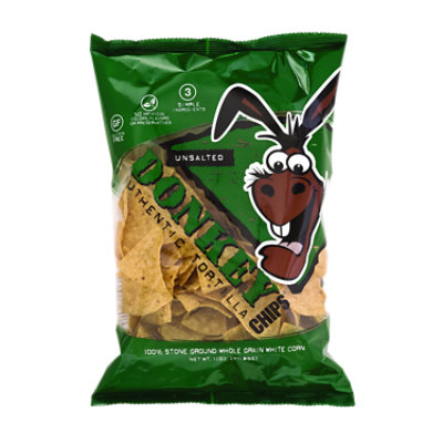 Donkey Brands Unsalted Tortilla Chips - 11 Oz - Image 1