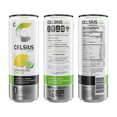 Celsius Lemon Lime - 12 Fl. Oz. - Image 2