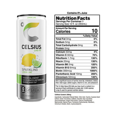 Celsius Lemon Lime - 12 Fl. Oz. - Image 3