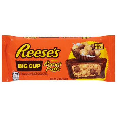 Reeses Milk Chocolate & Peanut Butter Big Cup Stuffed With Reeses Puffs King Size Bar - 2.4 Oz - Image 3