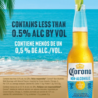 Corona Non Alcoholic Malt Beverage Mexican Brew 0.5% ABV Bottle - 6-12 Fl. Oz. - Image 5