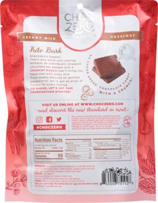 Choczero Milk Chocolate Bark Hazelnut No Sugar Added - 6 Oz - Image 6