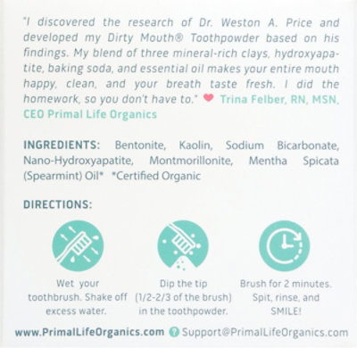 Primal Life Organics Spearmint Toothpowder - 1 Oz - Image 4
