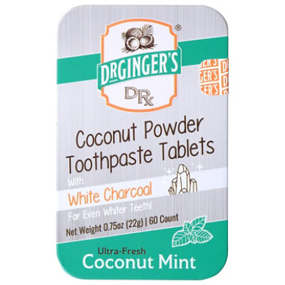 Dr. Ginger's White Charcoal Toothpaste Tablets - 60 Count - Image 1