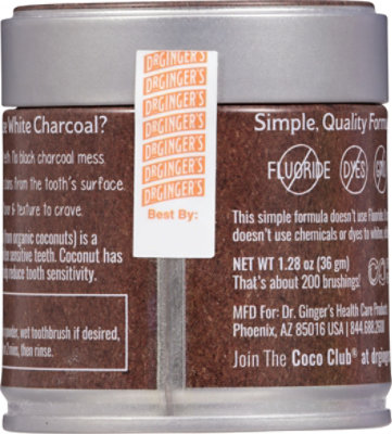 Dr. Ginger's White Charcoal Tooth Powder - 1.28 Oz - Image 4