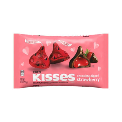 Hersheys Kisses Chocolate Dipped Strawberry Valentines Day Candy Bag - 9 Oz - Image 1