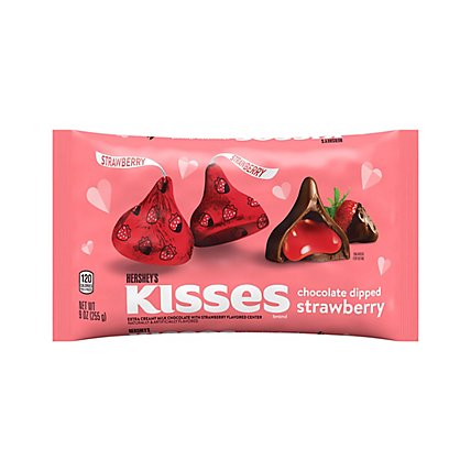 HERSHEY'S Kisses Extra Creamy Milk Chocolate With Strawberry Center Candy Bag - 9 Oz - Image 1