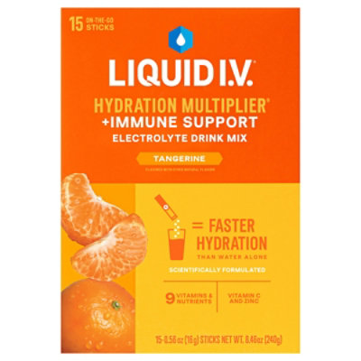 Liquid I.V. Hydration Multiplier + Immune Support Tangerine Electrolyte Powder Drink Mix - 15 Count - Image 3