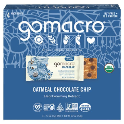 Go Macro 4Count Oatmeal Choc Chip 4 Count - 2.3 Oz - Image 1