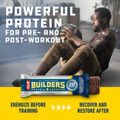 CLIF BUILDERS + Caffeine Chocolate Chip Cookie Dough 20g Protein Bars - 6 Count - Image 4