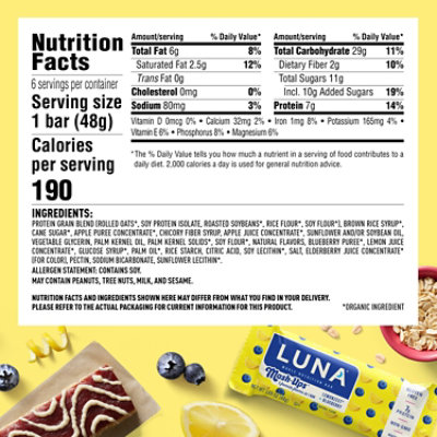 LUNA Mash-Ups LemonZest + Blueberry Whole Nutrition Bars - 10.14 Oz - Image 4