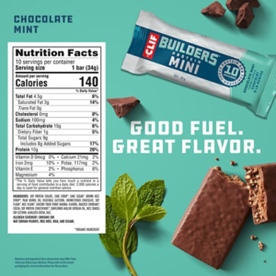 CLIF Builders Minis Chocolate Mint Flavor Protein Bars - 10-1.2 Oz - Image 4