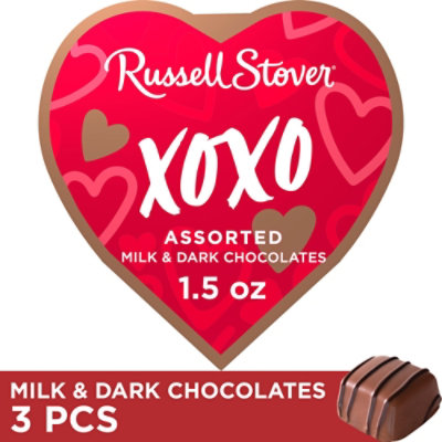 Russell Stover Valentine's Day Happy Heart Day Assorted Milk & Dark Chocolate Gift Box - 1.5 Oz