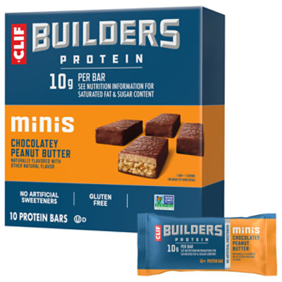 CLIF BUILDERS Minis Chocolatey Peanut Butter 10g Protein Bars - 10 Count