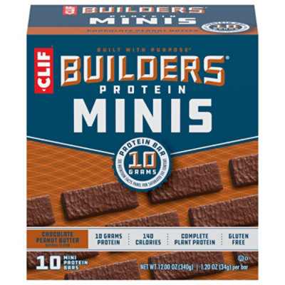 CLIF Builders Minis Chocolate Peanut Butter Flavor Protein Bars - 10-1.2 Oz - Image 1