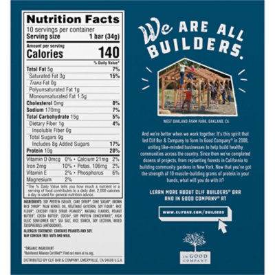 CLIF Builders Minis Chocolate Peanut Butter Flavor Protein Bars - 10-1.2 Oz - Image 5