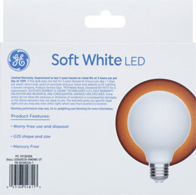 Ge Led 60w Sw Globe G25 Clear - 2 CT - Image 4