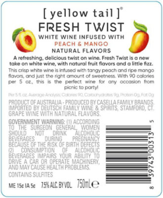 Yellow Tail Fresh Twist Peach & Mango - 750 Ml - Image 3