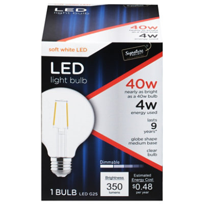 Signature SELECT Bulb Led 40w G25 Globe Clear - EA - Image 1
