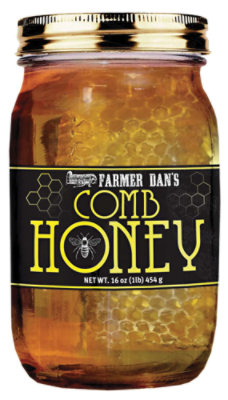 Farmer Dans Comb Honey Jar - 16 OZ - Image 1