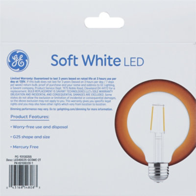 Ge Led 40w Sw Globe G25 Frost - 2 CT - Image 4