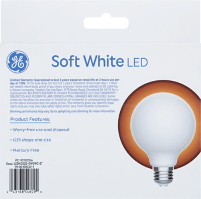 Ge Led 40w Sw Globe G25 Clear - 2 CT - Image 4