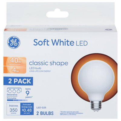 Ge Led 40w Sw Globe G25 Clear - 2 CT - Image 1