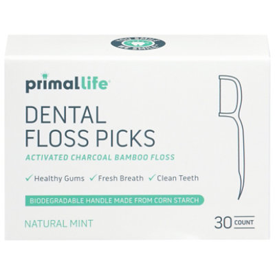 Primal Life Organics Dental Floss Bamboo Charcoal - 30 CT - Image 1