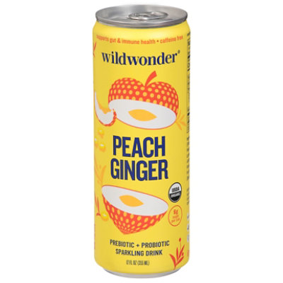 Wildwonder Peach Ginger Sparkling Prebiotic Soda - 12 Oz - Image 3