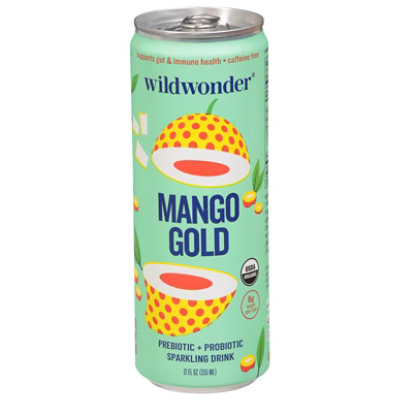 Wildwonder Mango Gold Sparkling Prebiotic Soda - 12 Oz - Image 3