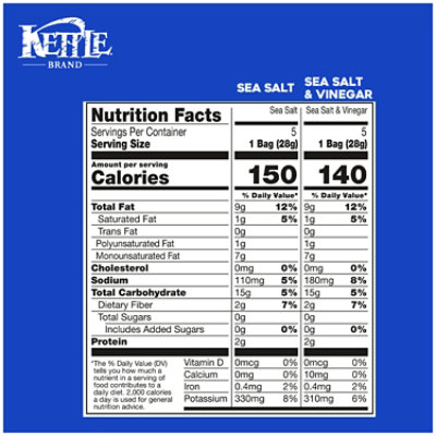 Kettle Brand Sea Salt and Salt & Vinegar Kettle Potato Chips Variety - 10 Ct - 1 Oz - Image 4