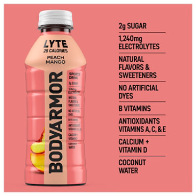 BODYARMOR Lyte Peach Mango Bottles - 6-20 Fl. Oz. - Image 4