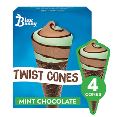 Blue Bunny Mint Chocolate Twist Cones 4 Count - 18 Fl. Oz. - Image 1