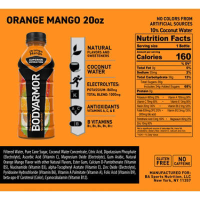 BODYARMOR SuperDrink Orange Mango Bottles - 6-20 Fl. Oz. - Image 6