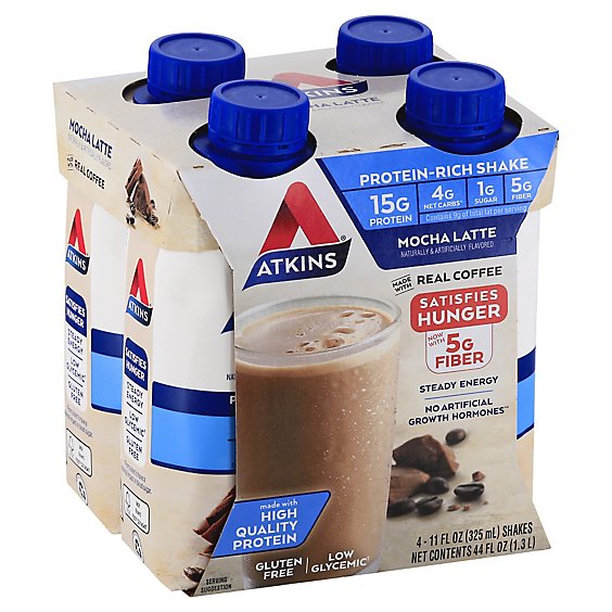 Atkins Ready To Drink Cafe Mocha Latte Protein Shake Iced Coffee - 4-11 Fl. Oz.