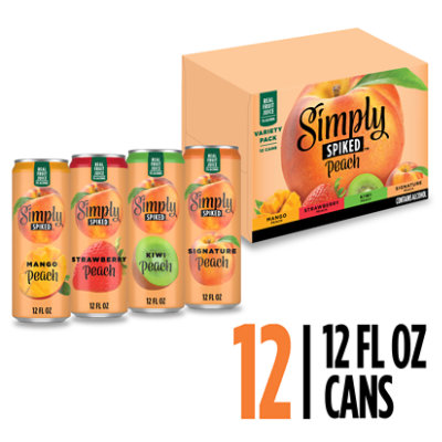 Simply Spiked Peach Variety Pack 5% ABV Cans - 12-12 Fl. Oz. - Image 1