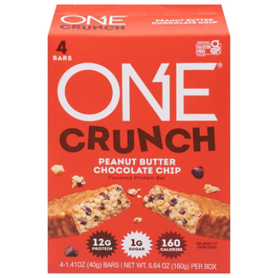 ONE CRUNCH Peanut Butter Chocolate Chip Bar Tray 4-5.64 Oz