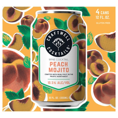 Craftwell Cocktails Peach Mojito In Cans - 4-12 Fl. Oz. - Image 1