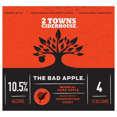2 Towns Ciderhouse Bad Apple Imperial Cider In Cans - 4-12 Fl. Oz - Image 3