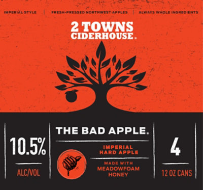 2 Towns Ciderhouse Bad Apple Imperial Cider In Cans - 4-12 Fl. Oz - Image 5
