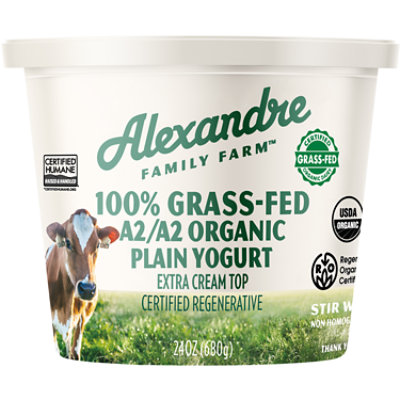 Alexandre Family Farm A2 Cream Top Organic 100% Gluteen Free Yogurt - 24 Oz - Image 1