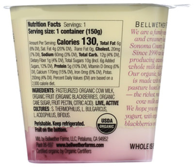 Bellwether Farms Blackberry Whole Milk Grade A Organic Yogurt - 5.3 Oz - Image 2