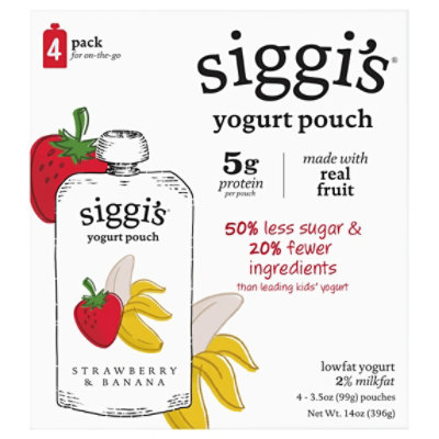 siggi's Strawberry Banana Kids Lowfat Yogurt Pouches - 4-3.5 Oz - Image 3