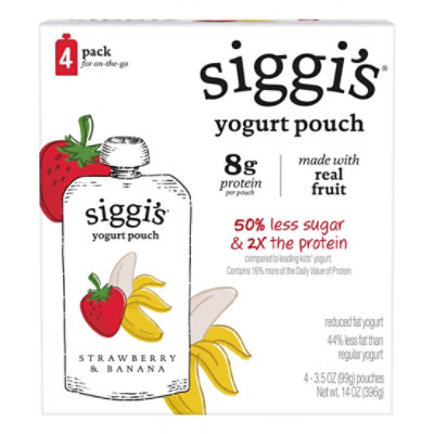 siggi's Strawberry Banana Kids Lowfat Yogurt Pouches - 4-3.5 Oz - Image 1
